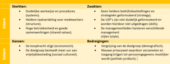 Swot analyse voorbeeld